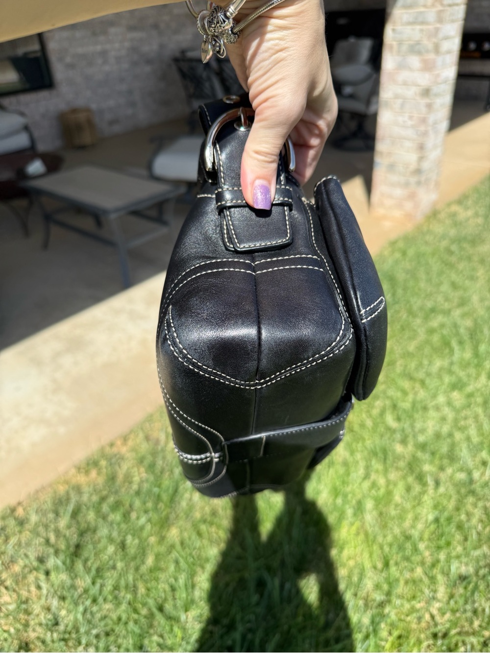 Coach Soho with Pockets Black Leather Shoulder Bag Silver Hardware Style #3653 - Picture 12 of 12